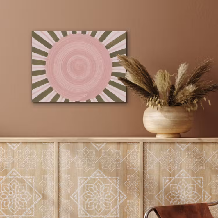 Patroon - Cirkel - Stralen - Abstract - Roze PET vilt klein -sfeer4