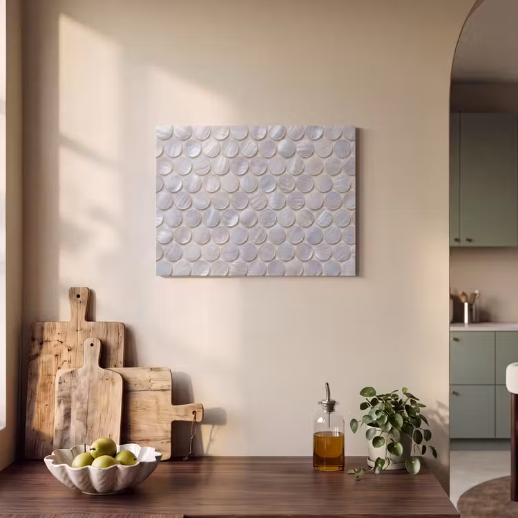 Patroon - Cirkels - Abstract - Modern - Wit PET vilt klein -sfeer2