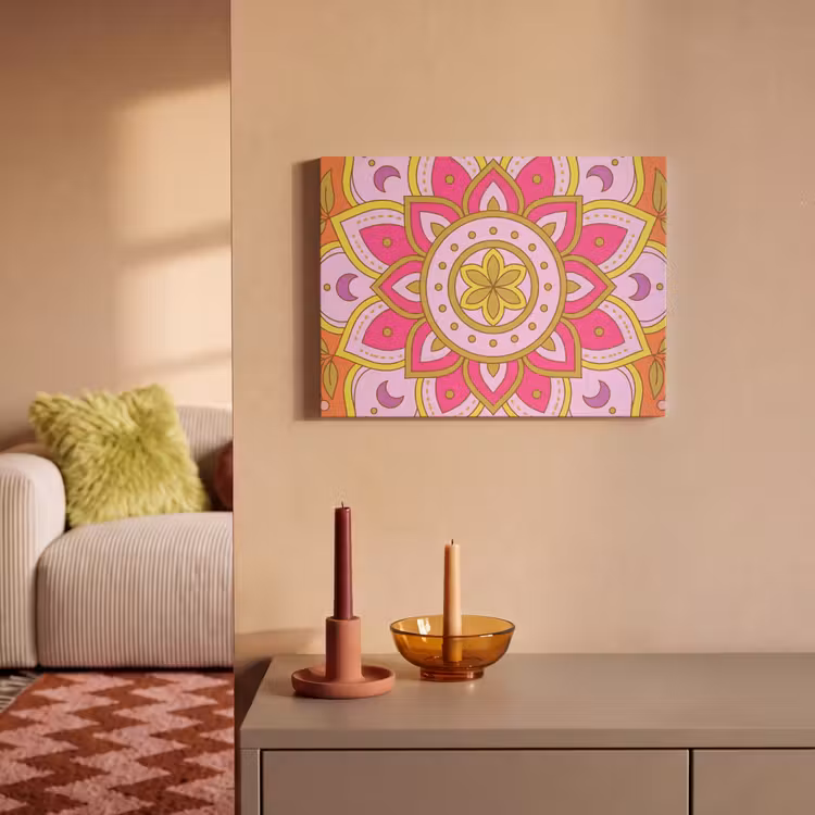 Patroon - Bloemmotief - Decoratie - Abstract - Roze PET vilt klein -sfeer1