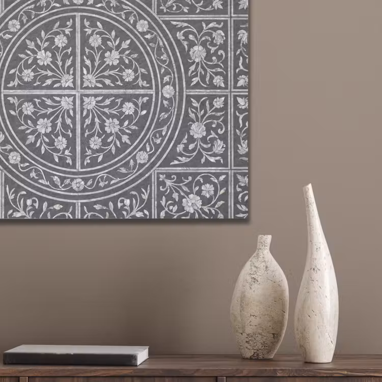 Patroon - Bloemmotief - Decoratie - Klassiek - Zwart PET vilt klein -sfeer6_closeup