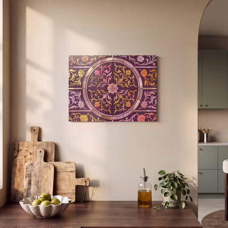 Patroon - Floraal - Oosters - Paars - Goud PET vilt klein -sfeer2