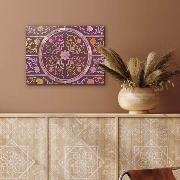 Patroon - Floraal - Oosters - Paars - Goud PET vilt klein -sfeer4