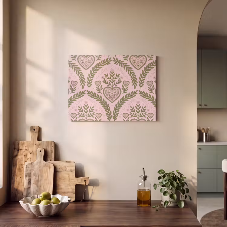 Patroon - Hart - Bloemen - Folkloristisch - Roze PET vilt klein -sfeer2