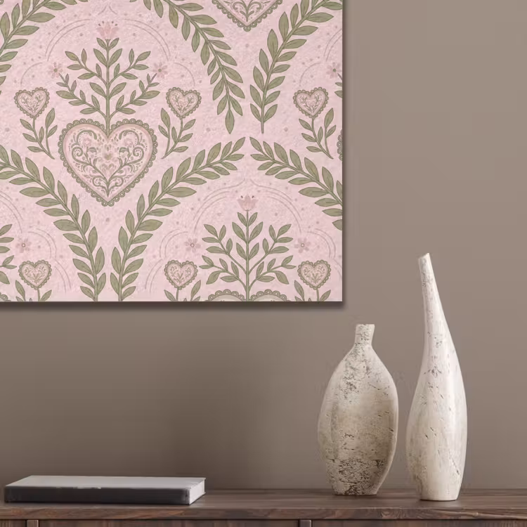 Patroon - Hart - Bloemen - Folkloristisch - Roze PET vilt klein -sfeer6_closeup