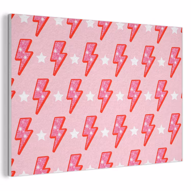 Patroon - Bliksem - Ster - Glitter - Roze PET vilt klein -3d