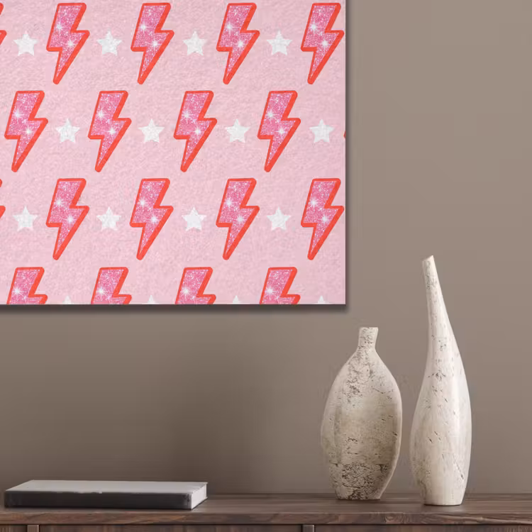 Patroon - Bliksem - Ster - Glitter - Roze PET vilt klein -sfeer6_closeup