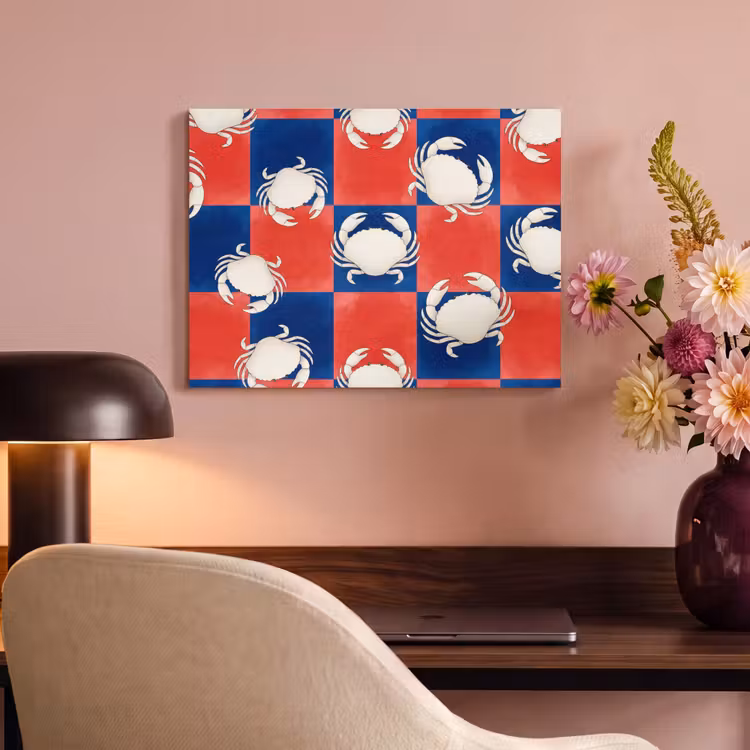Patroon - Zeeleven - Rood - Blauw - Abstract PET vilt klein -sfeer3
