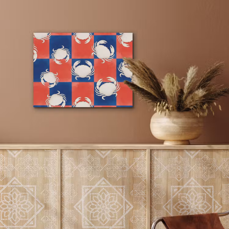 Patroon - Zeeleven - Rood - Blauw - Abstract PET vilt klein -sfeer4