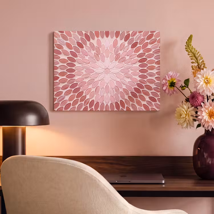 Patroon - Mozaïek - Ovaal - Abstract - Roze PET vilt klein -sfeer3