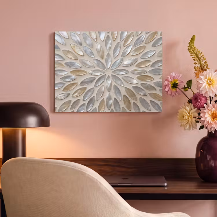 Patroon - Ovaal - Glanzend - Abstract - Beige PET vilt klein -sfeer3