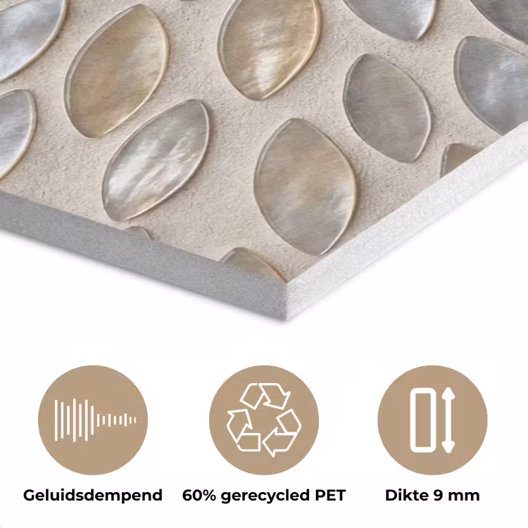 Patroon - Ovaal - Glanzend - Abstract - Beige PET vilt klein -closeup_NL