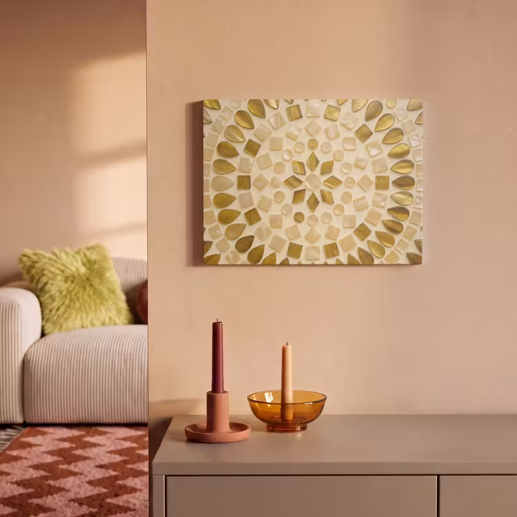 Patroon - Vormen - Mozaïek - Abstract - Goud PET vilt klein -sfeer1