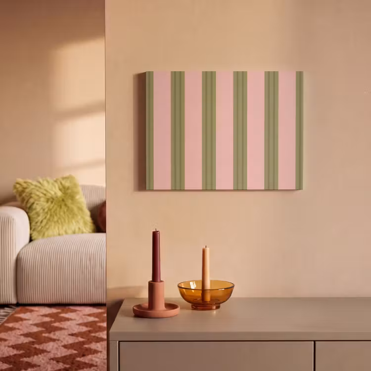 Patroon - Strepen - Abstract - Roze - Groen PET vilt klein -sfeer1