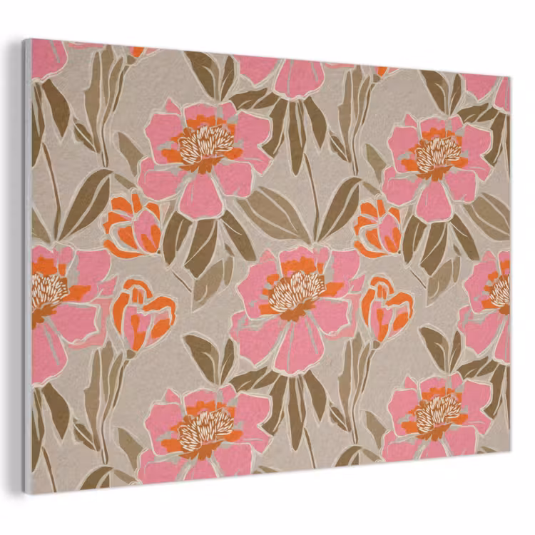 Pioenrozen - Patroon - Roze PET vilt klein 837 -3d