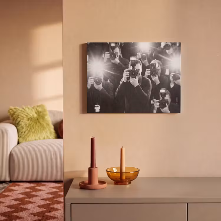 Mensen - Camera - Flitslicht - Zwart-wit - Media PET vilt klein -sfeer1