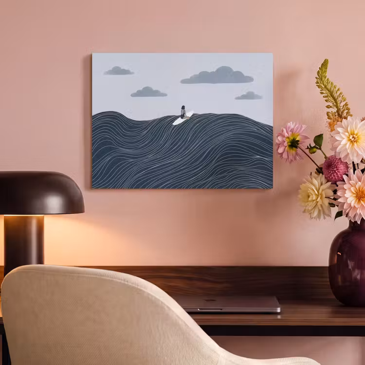 Persoon - Surfen - Oceaan - Natuur - Modern PET vilt klein -sfeer3