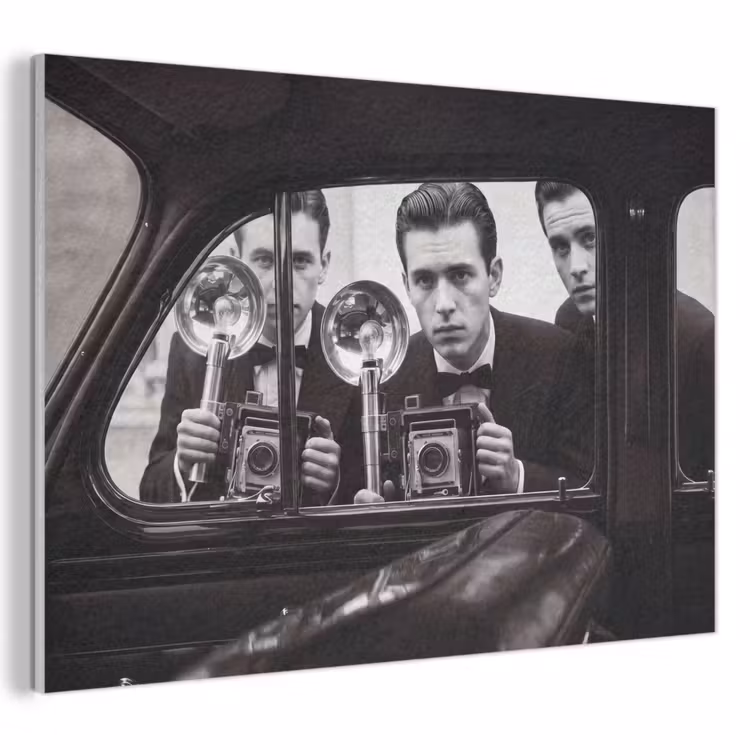 Fotograaf - Camera - Vintage - Journalistiek - Zwart-wit PET vilt klein -3d