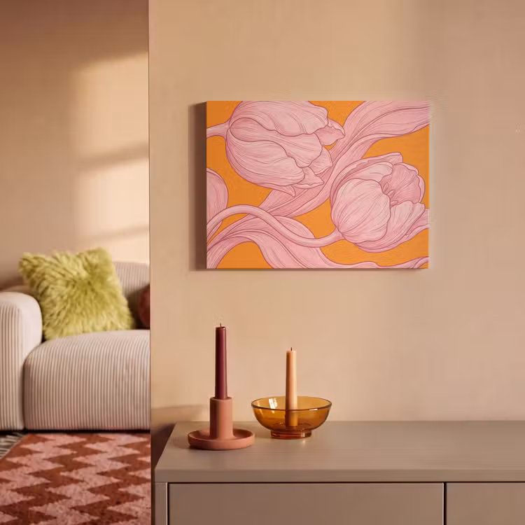 Acoustic Panel - Pink Flowers - Modern - Roze bloemen - Modern PET vilt klein
