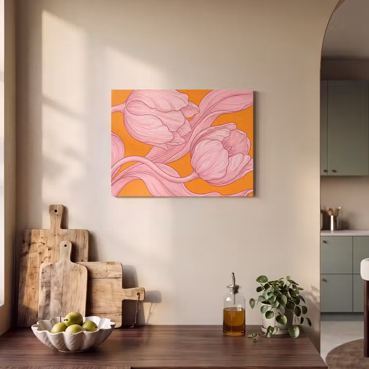 Acoustic Panel - Pink Flowers - Modern - Roze bloemen - Modern PET vilt klein