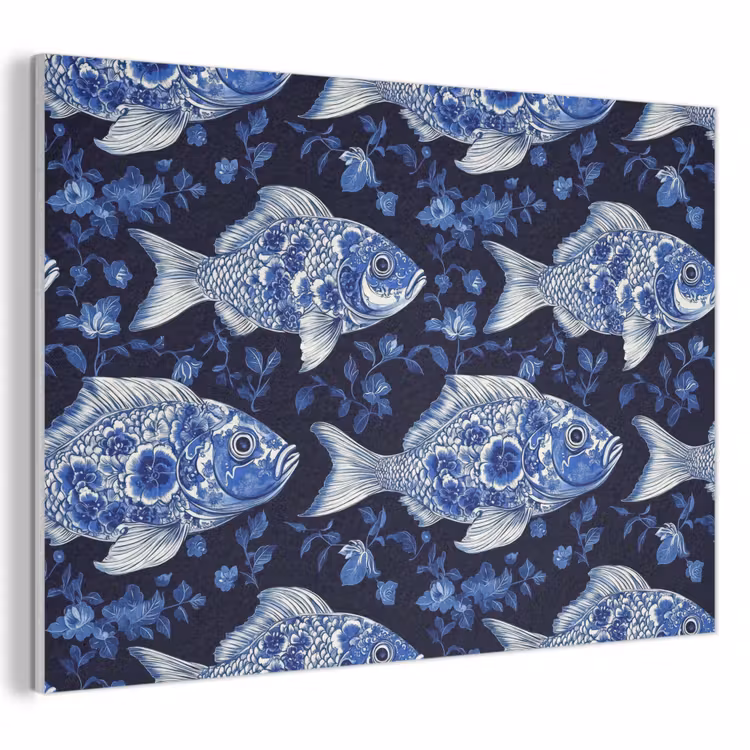 Vissen - Bloemen - Blauw PET vilt klein 837 -3d