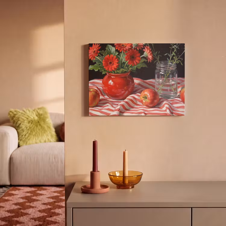 Acoustic Panel - Red Flowers - Vase - Rode bloemen - Vaas PET vilt klein