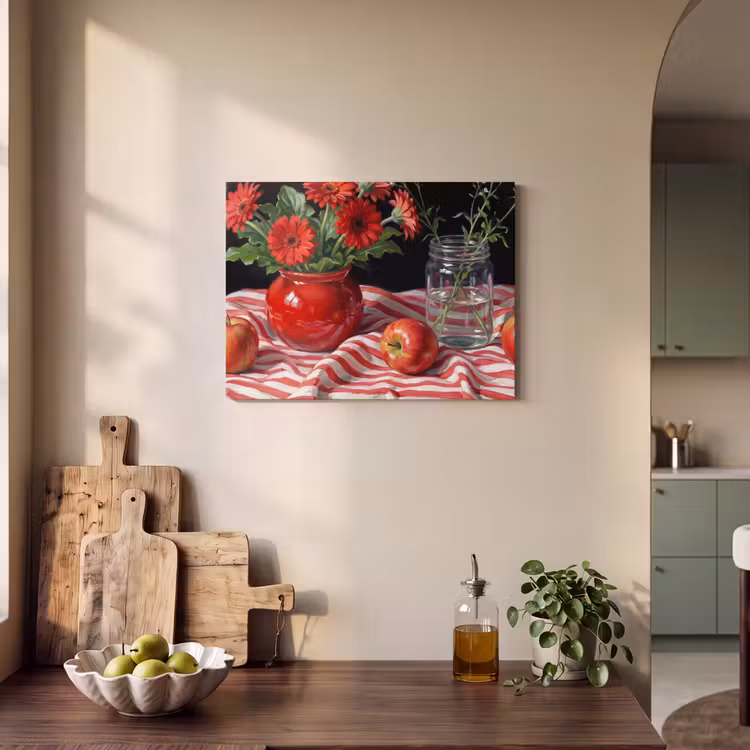 Acoustic Panel - Red Flowers - Vase - Rode bloemen - Vaas PET vilt klein