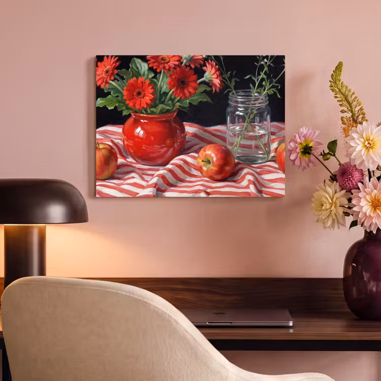Acoustic Panel - Red Flowers - Vase - Rode bloemen - Vaas PET vilt klein