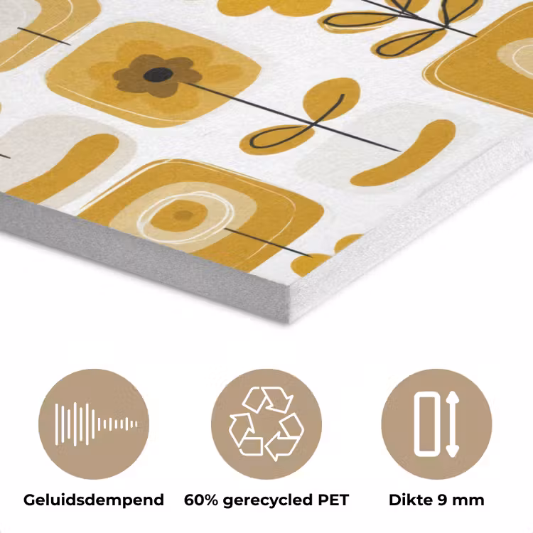 Retro - Abstract - Bloemen - Okergeel PET vilt klein 837 -closeup_NL