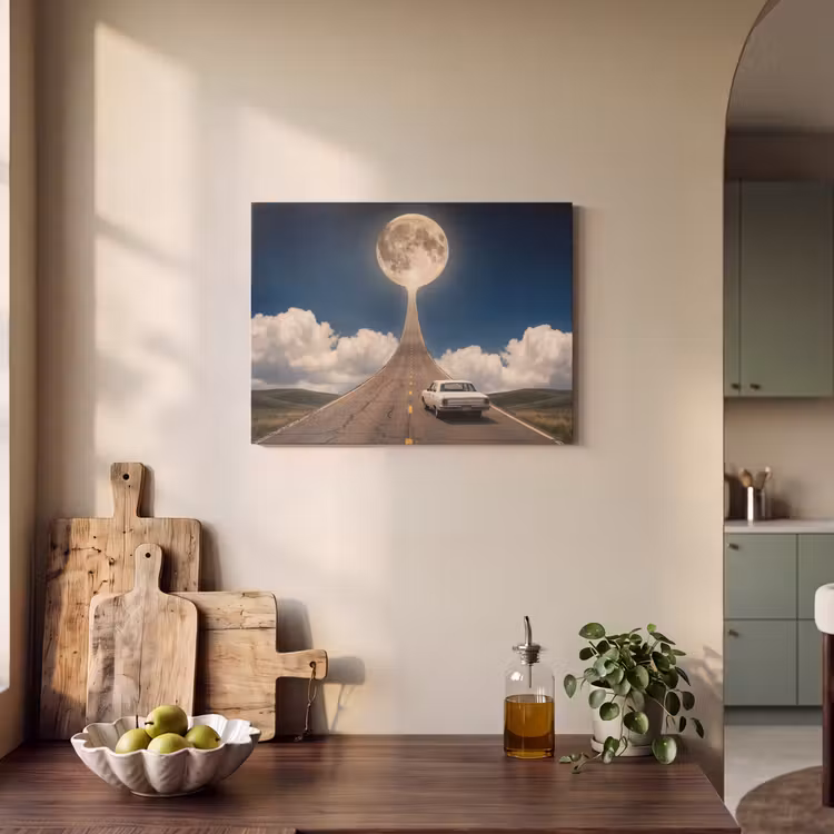 Acoustic Panel - Road - Moon - Night - Weg - Maan - Nacht PET vilt klein
