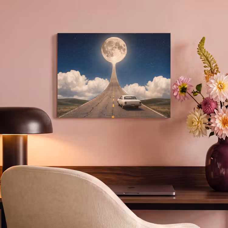 Acoustic Panel - Road - Moon - Night - Weg - Maan - Nacht PET vilt klein