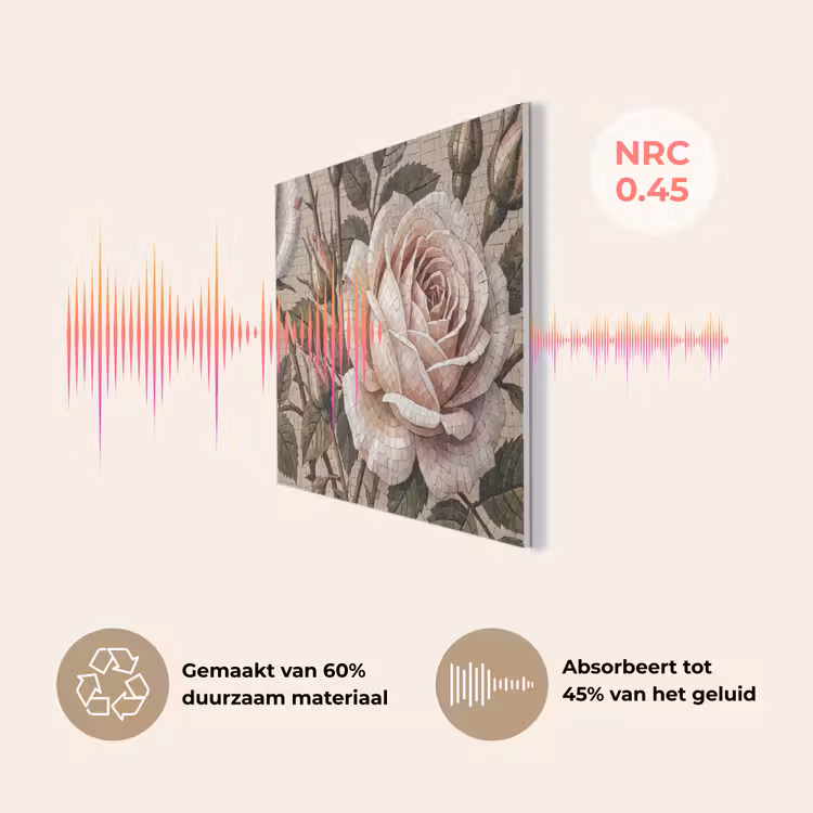 Roos - Mozaïek - Bloemen - Klassiek - Beige PET vilt klein -USP_NL