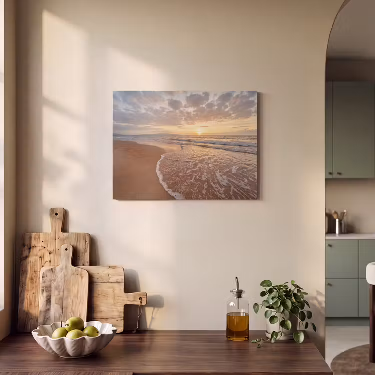 Zee - Kustlijn - Wolken - Landschap - Oranje PET vilt klein -sfeer2