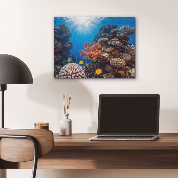 Zee - Koraalrif - Natuur - Levendig - Blauw PET vilt klein -sfeer5
