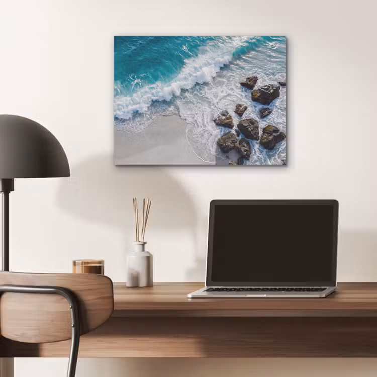 Zee - Golf - Strand - Natuur - Blauw PET vilt klein -sfeer5