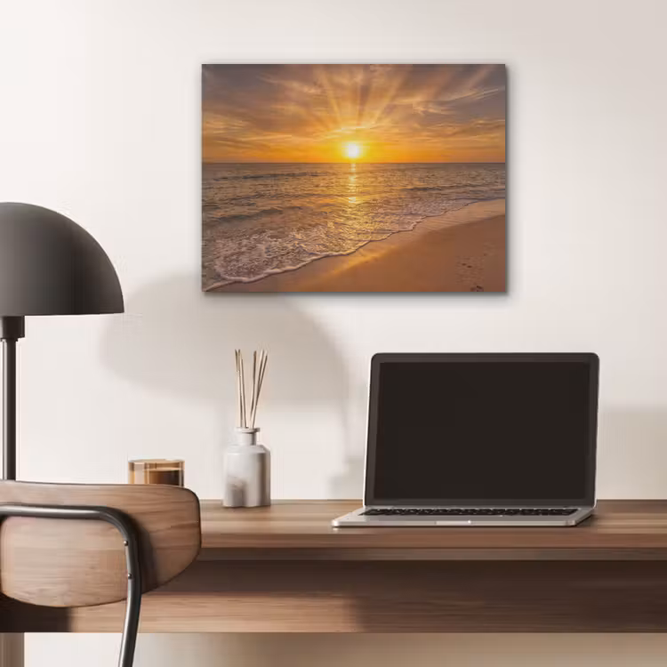 Zee - Zonsondergang - Golven - Kust - Oranje PET vilt klein -sfeer5
