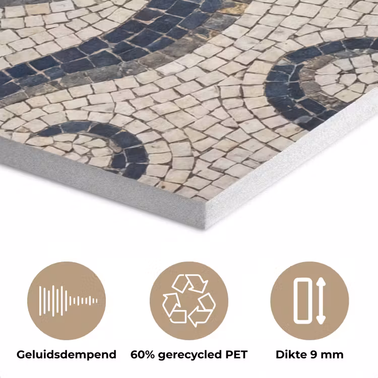 Zeeleven - Mozaïek - Kunst - Vintage - Beige PET vilt klein -closeup_NL