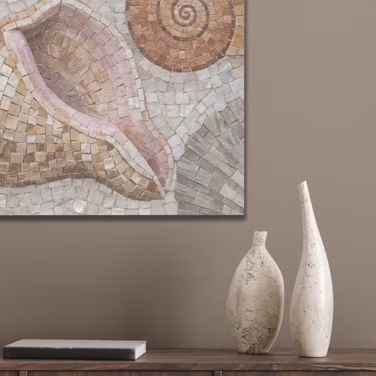 Schelp - Mozaïek - Zee - Beige - Modern PET vilt klein -sfeer6_closeup