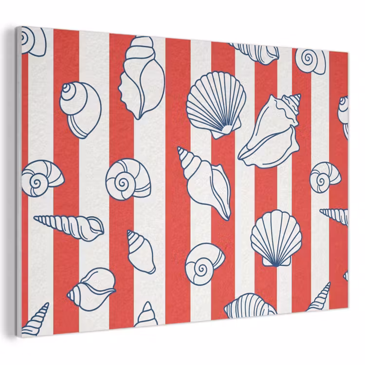 Schelp - Zeedieren - Zomer - Illustratie - Rood - Blauw PET vilt klein -3d