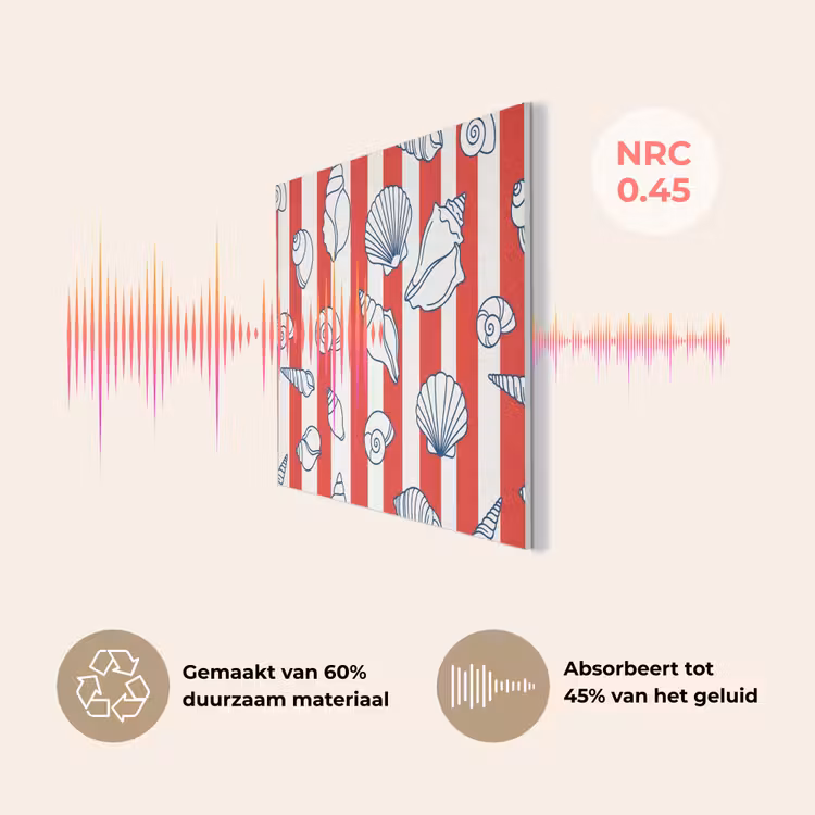 Schelp - Zeedieren - Zomer - Illustratie - Rood - Blauw PET vilt klein -USP_NL