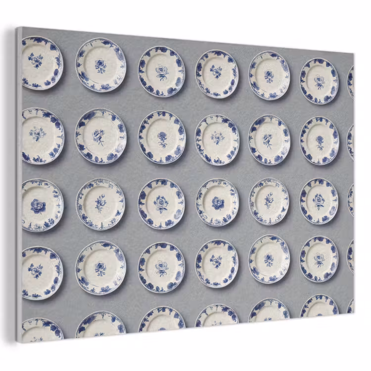 Borden - Bloemen - Blauw - Wit PET vilt klein 837 -3d