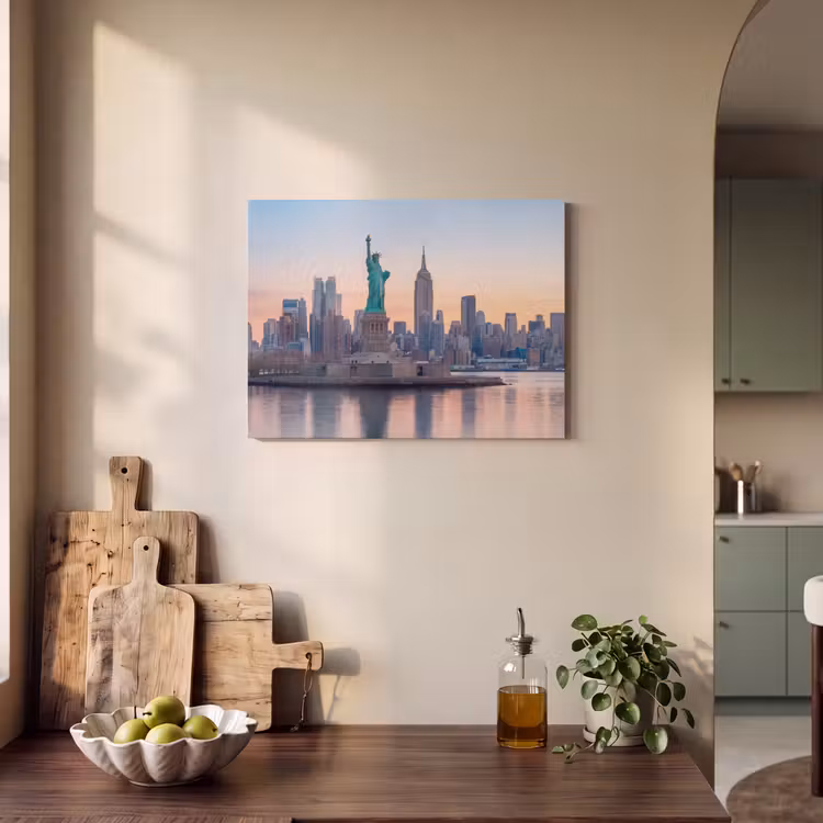 Vrijheidsbeeld - New York - Zonsopgang - Stad - Architectuur PET vilt klein -sfeer2