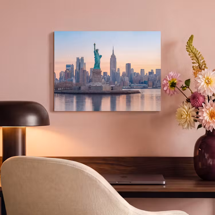 Vrijheidsbeeld - New York - Zonsopgang - Stad - Architectuur PET vilt klein -sfeer3