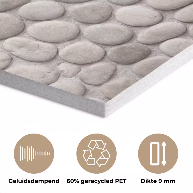 Steen - Kiezel - Natuur - Minimalistisch - Beige PET vilt klein -closeup_NL