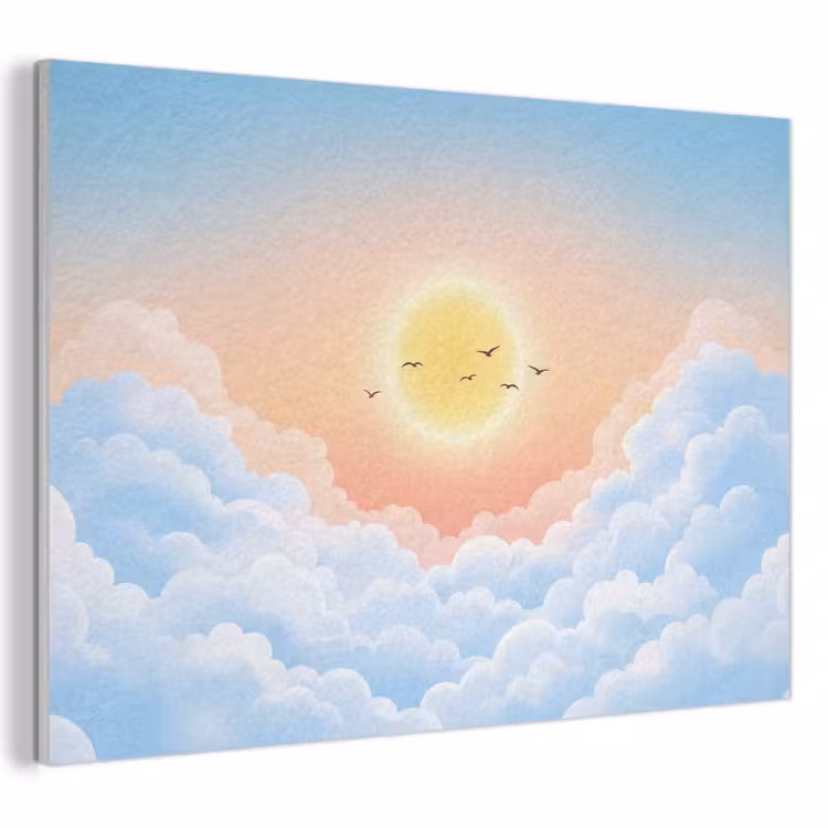 Zon - Vogels - Lucht - Natuur - Geel PET vilt klein -3d