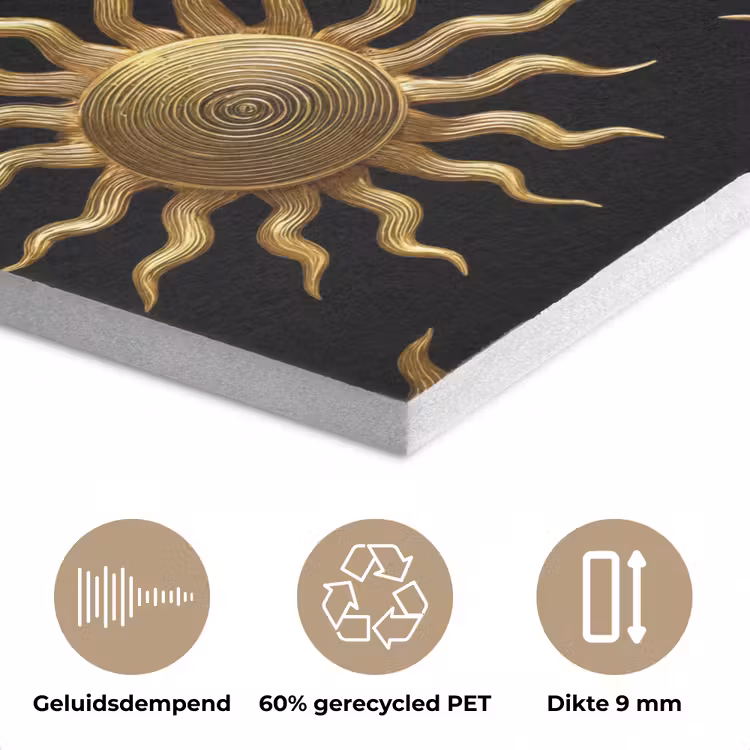 Zon - Patroon - Luxe - Goud - Zwart PET vilt klein 837 -closeup_NL