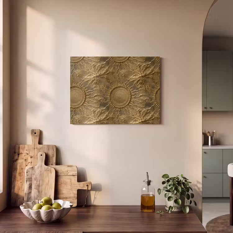 Zon - Reliëf - Antiek - Goud PET vilt klein 837 -sfeer2
