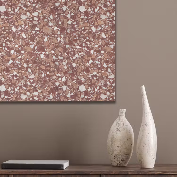 Terrazzo - Patroon - Steentextuur - Roodbruin PET vilt klein 837 -sfeer6_closeup