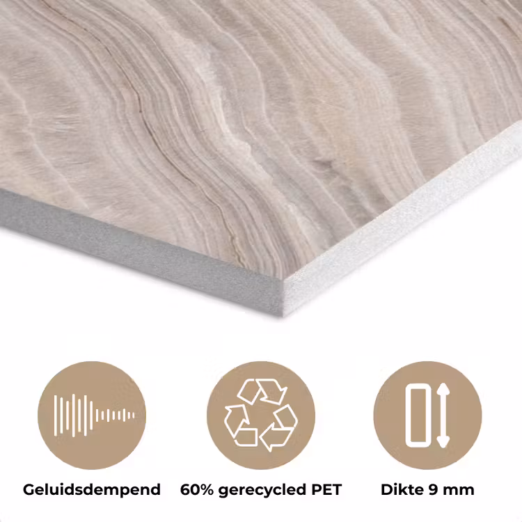 Textuur - Golvend - Abstract - Modern - Beige PET vilt klein -closeup_NL