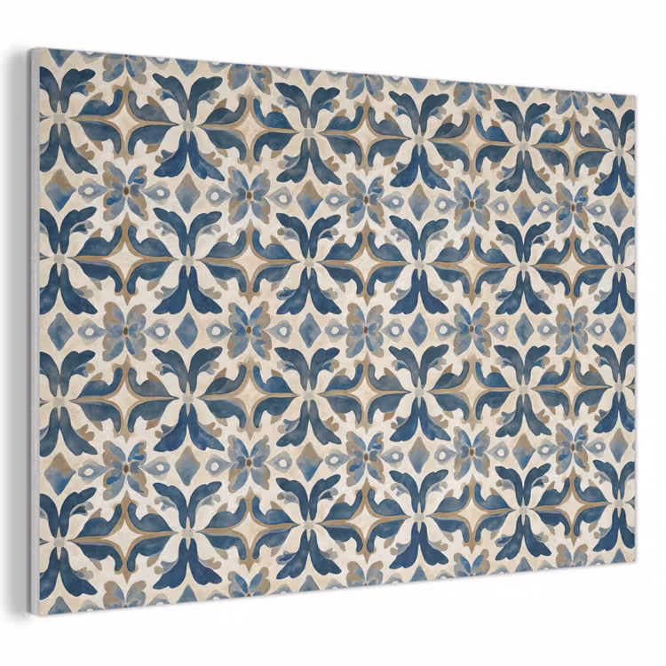 Tegel - Patroon - Blauw - Beige PET vilt klein 837 -3d