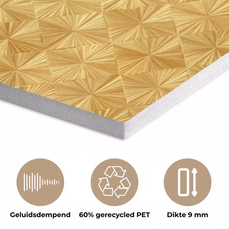 Tegels - Geometrisch - Reliëf - Goud PET vilt klein 837 -closeup_NL